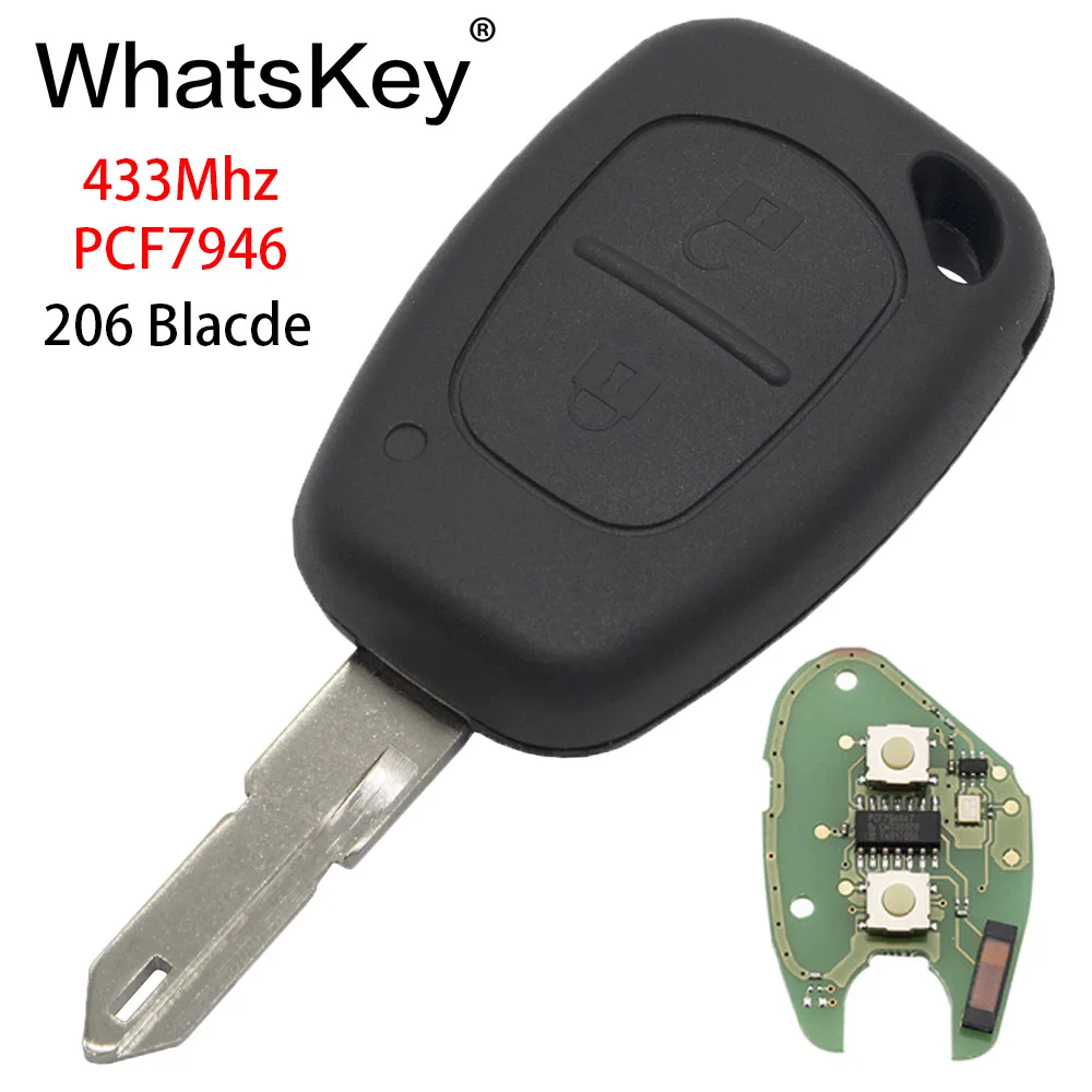 WhatsKey 2 кнопки дистанционного ключа 433 МГц ID46 PCF7946 чип для Vauxhall/Opel/автомобильный брелок Renault/Опель traffic, Master Clio Scenic Movano Kangoo - Количество кнопок: 206 Blade Remote Key