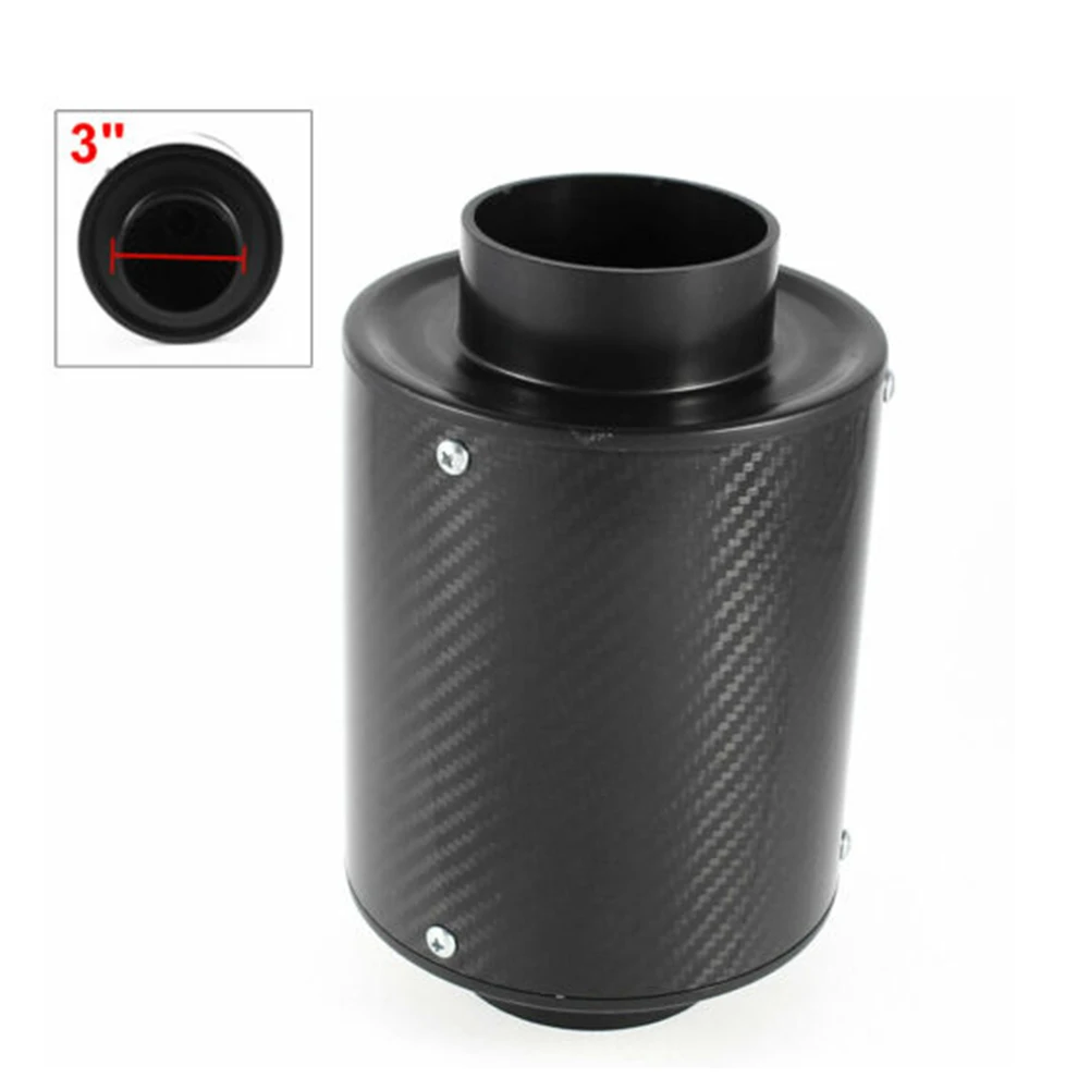 

76mm Accessories Air Filter Replacement Round Car Parts Modified Intake Universal Easy Installation Auto Durable Carbon Fiber