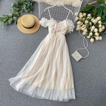

Spring Summer Women Clothes 2020 Party Beach Mesh Sexy Dress Korean Elegant Women's Dresses Ropa Mujer Vestidos ZT5523
