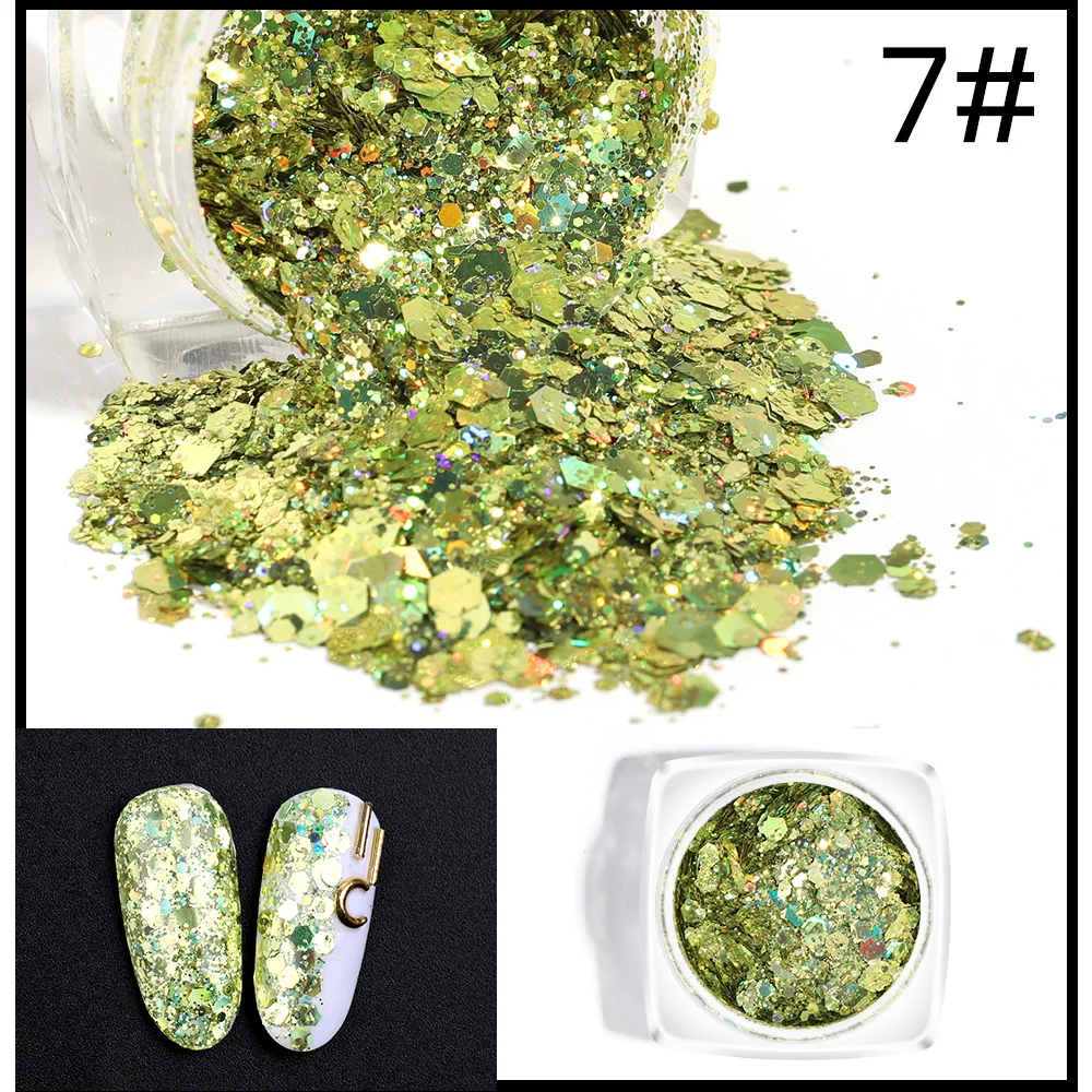 12 цветов Блеск для ногтей goblin's sequin Bright laser sequin eye sequin gradient flash поляризационный блеск для глаз - Цвет: 7