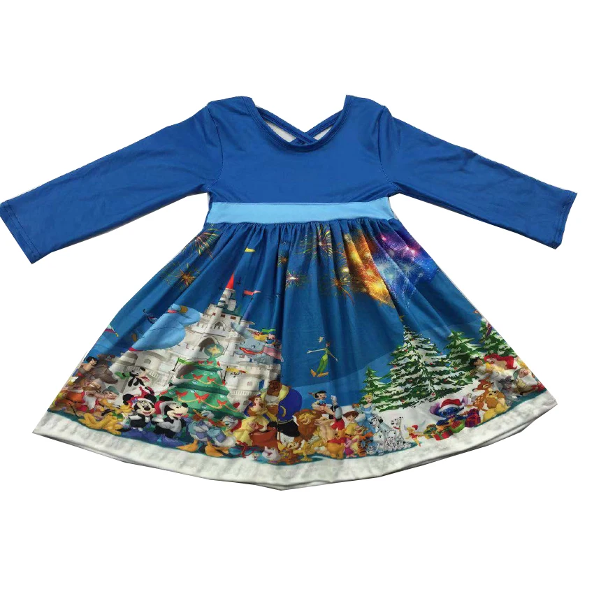 

Baby girls' clothes kids wear dresses cross design with cartton prints