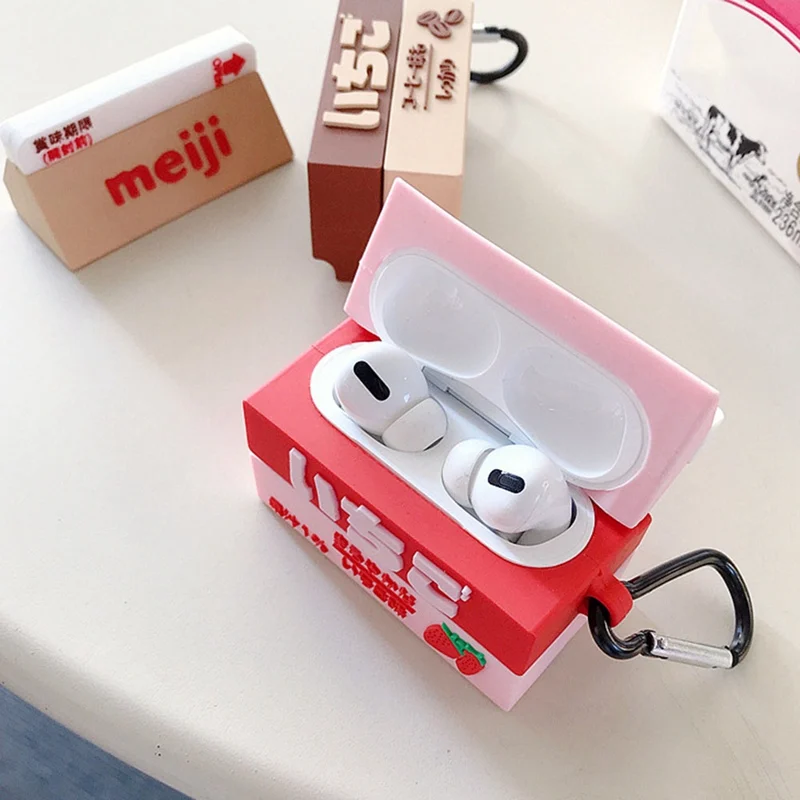 3D чехол для наушников s для AirPods чехол милый клубничный молочный чехол для Apple Airpods Pro защитный чехол для Earpods чехол