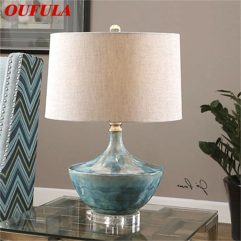 OUFULA Dimmer Table Lamp Contemporary LED Ceramic Painting Decorative