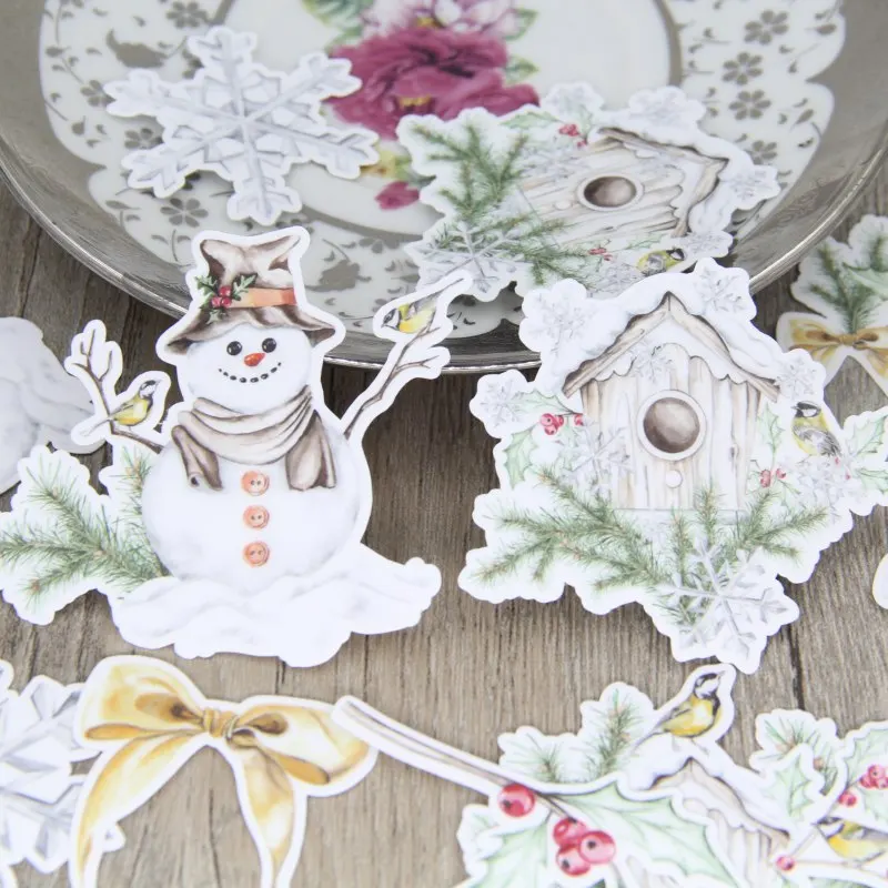 18Pcs/Bag Vintage Snowflake Snowman Christmas Sticker DIY Scrapbooking Album Junk Journal Planner Decorative Stickers | Дом и сад