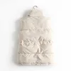 Autumn Winter Women Solid Loose Vest Drawstring Stand Collar Long Vest Jacket  Cotton Padded Women Windproof Warm Waistcoat 2