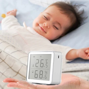 

WIFI Temperature And Humidity Sensor With LCD Screen Display Working With Alexa Google Home Battery Powered Smart Life