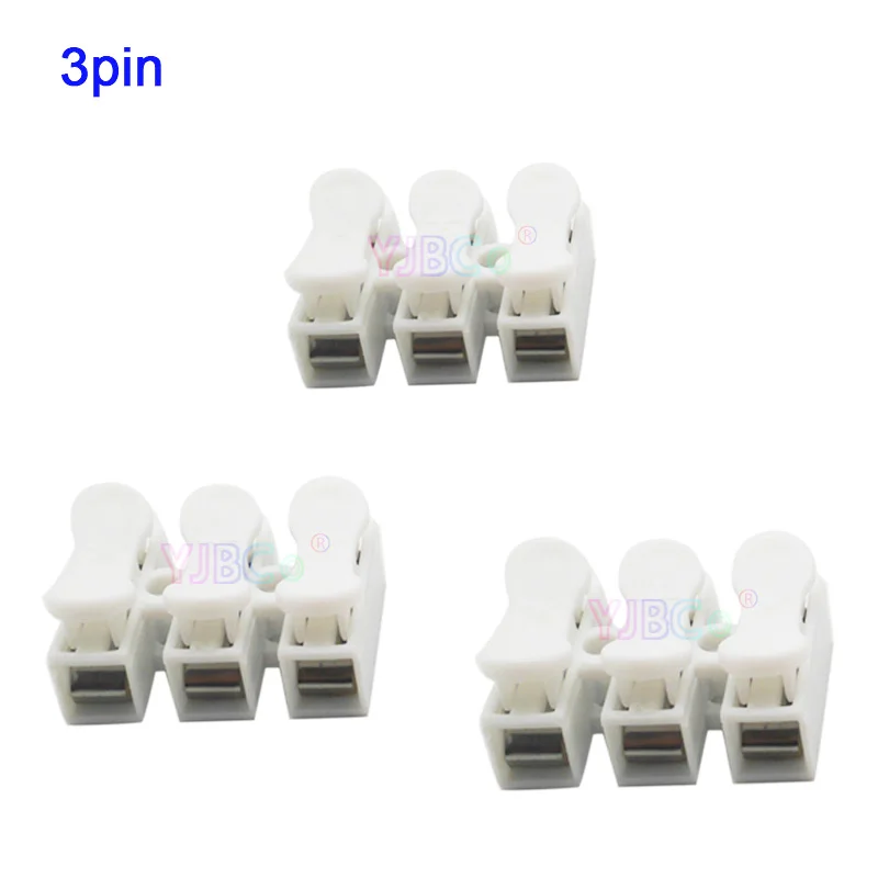 10pcs 3pin 10 шт./лот 2pin/3pin пружина без сварки без винтов быстрый разъем провода кабельный зажим клеммный блок 2/3 способ для светодиодной ленты - Цвет: 10pcs 3pin