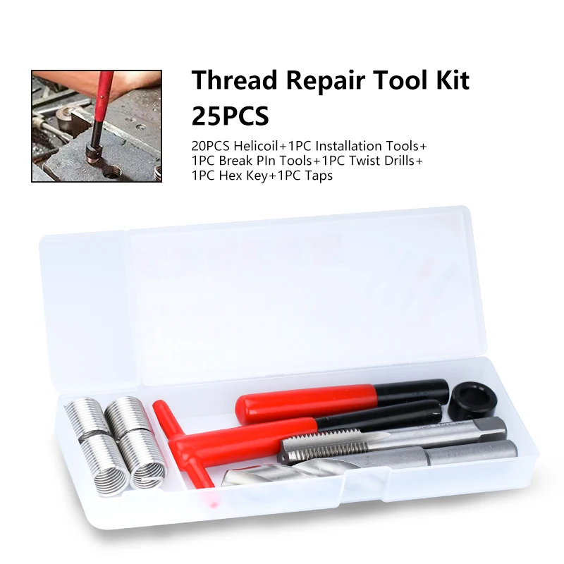 hand tool XCAN Thread Repair Tool 25pcs M3/M4/M5/M6/M7/M8/M10/M12/14 for Restoring Damaged Thread Spanner Wrench Twist Drill Bit