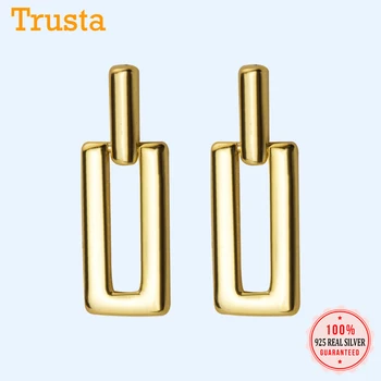 

Trustdavis 100% 925 Sterling Sweet Cute Hollow Rectangle Stud Earrings Gift For Women Girls Kids Lady Silver 925 Jewelry DA455