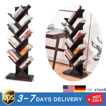 Tree Shape Bookshelf Floor Standing Bookcase Wooden Shelf 1