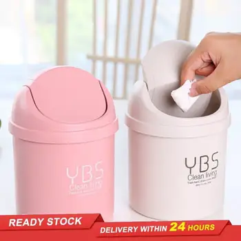 

Creative Mini Desktop Trash Can Flip Desktop Trash Can With Lid Household Kitchen Living Room Bedroom Table Trash Can