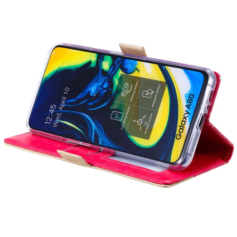 SUEF популярный Чехол-книжка из искусственной кожи с кружевом для samsung Galaxy A80, магнит для сумки, подставка, кошелек, ремешок для карт, чехол