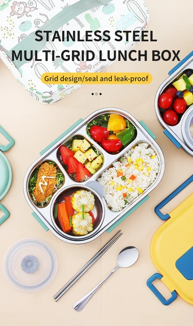 4 Cells Salad Container for Lunch Kids Reusable Food Prep Containers  Lunchable Kids Snack Container for School Work and Travel - AliExpress