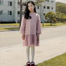 Платье в стиле пэчворк в Корейском стиле для девочек модные осенние платья для девочек От 4 до 9 лет, PP169