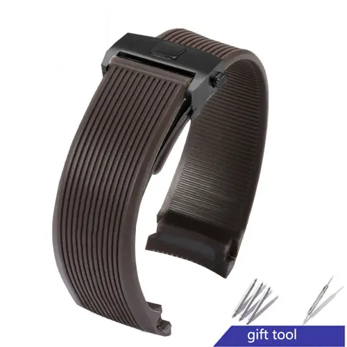 Waterproof silicone watchband black brown wristband replacement rubber strap For tag Heuer watch accessories - Цвет ремешка: brown  black