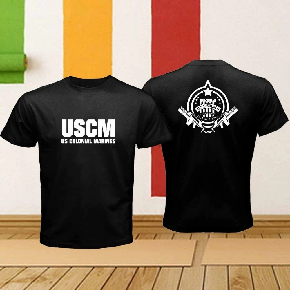 Соединенные Штаты колоний Морпехи USCM Marines U.S.S Sulaco Черная Мужская футболка 2018