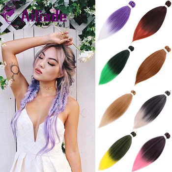 

AILIADE 26" Pre Stretched Braiding Hair Kanekalon Braid Hair Synthetic Braiding Hair Extensions Pink Purple Black White