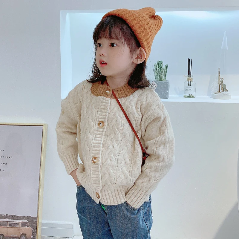 New Cotton Kids Cardigan Boys Girls Children's Knit Cardigan Sweaters Autumn Winter Thicken Kids Knitwear Coats LZ298