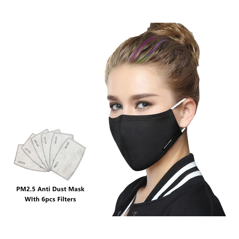 Маска для рта 6 шт. PM2.5 фильтр хлопковая Защита Анти-туман Анти дымка Пылезащитная маски предотвращает пыль и сохраняет тепло фильтр из активированного угля маска на рот маски на рот маска для рта