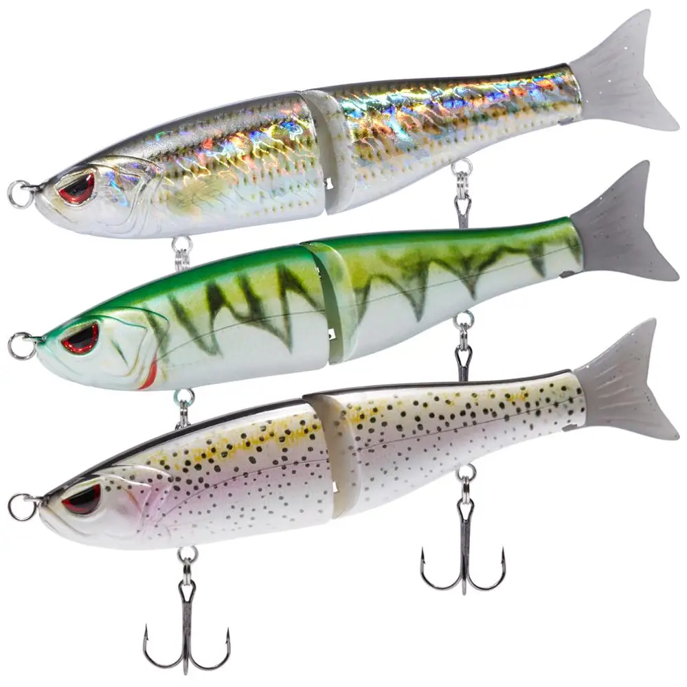 Bassdash Swimbaits Pike Trout Glide Baits Minnow Hard Bass Fishing Lure 17.8cm/62.5g 11.5cm/18.4g, 3-Pack