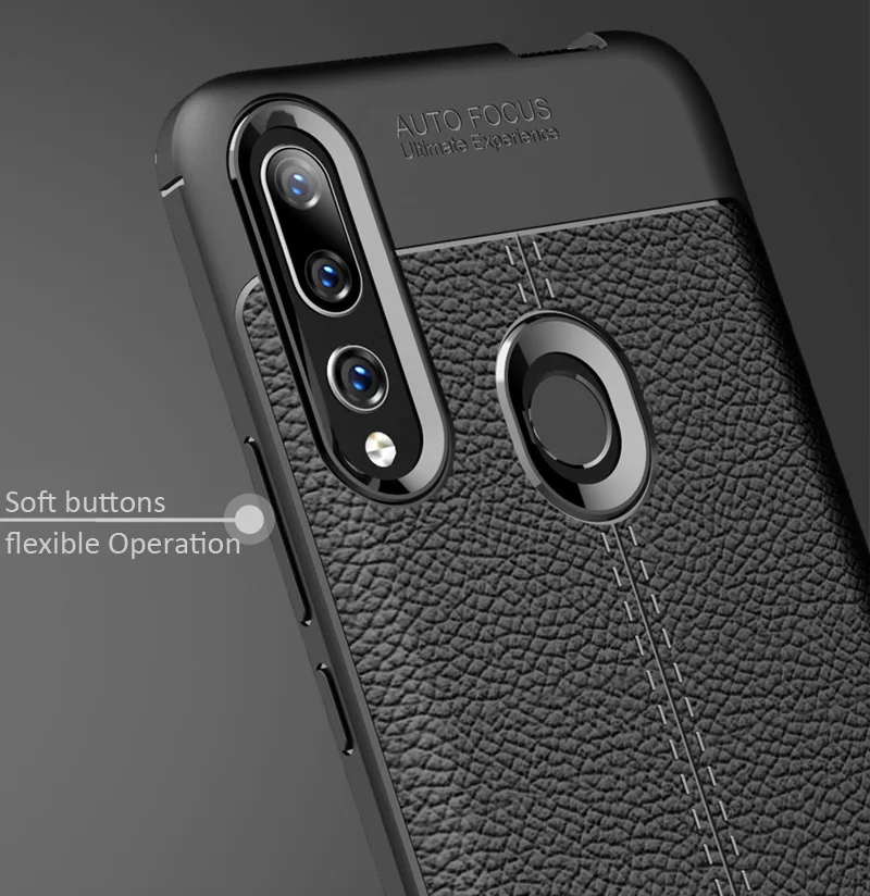 Кожаный чехол KEYSION с текстурой личи для Huawei Honor 9X Global матовый Мягкий силиконовый