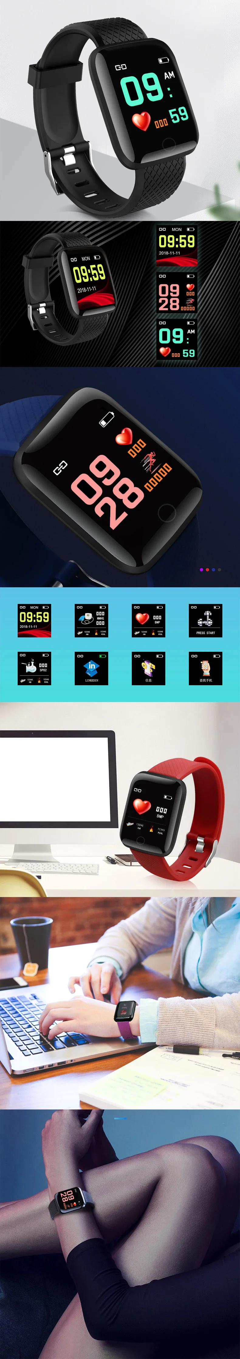 2Pcs 116plus i7s Smart Watch Men Women Bluetooth Earphone Watch Sport FitnessTracker Pedometer D13 Smartwatch Digital WristWatch