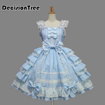 

2020 vintage gothic lolita dress lace cosplay costume princess jsk dress party sleeveless bows gown dress fairy dress
