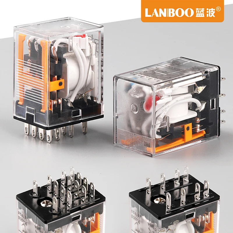 LANBOO LY2NJ HH52 электронное Микро Мини промежуточное электромагнитное реле 14PIN катушка DPDT с гнездом база DC12V, 24V AC110, 220V