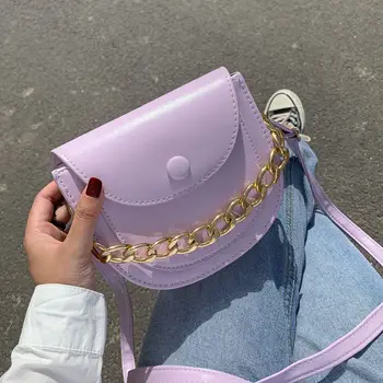 

Fashion Chain Ladies Small Messenger Bag PU Leather Women Saddle Shoulder Bags Female Girls Crossbody Bag Purses and Handbags