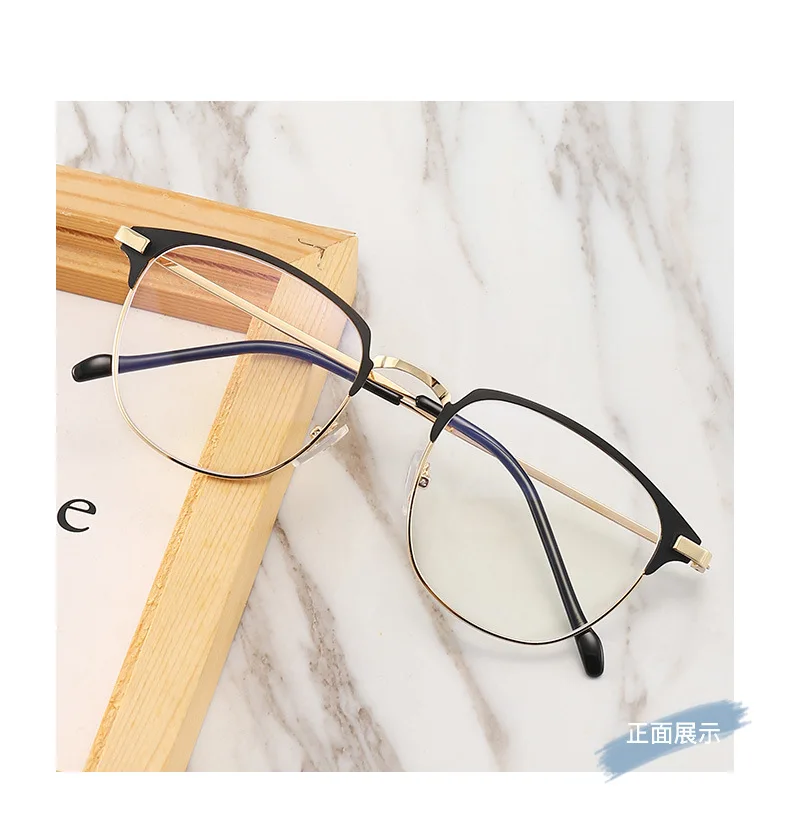 blue light filter glasses 2021 Fashion unisex square Plain glasses for men women Metal frame glasses for party eyeglasses Gentle Black eyebrow frame blue blockers