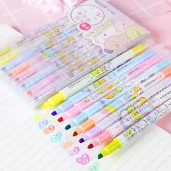 

8 Pcs Double-end Erasable Highlighters Cute Animal Fluorescent Pen Color Highlighter Pen Markers School Office Supplies C26