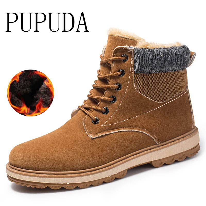 PUPUDA/ковбойские ботинки для мужчин; модные высокие кроссовки; Мужские Зимние ботильоны; Мужская Уличная Повседневная хлопковая обувь в Корейском стиле