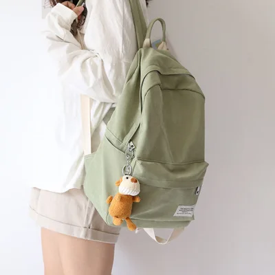 light green NUFANGU, классический дизайн, макароны, хлопковая ткань, женский рюкзак, для колледжа, школы, студентов, сумки для книг, для девушек, для отдыха, путешествий - Цвет: light green