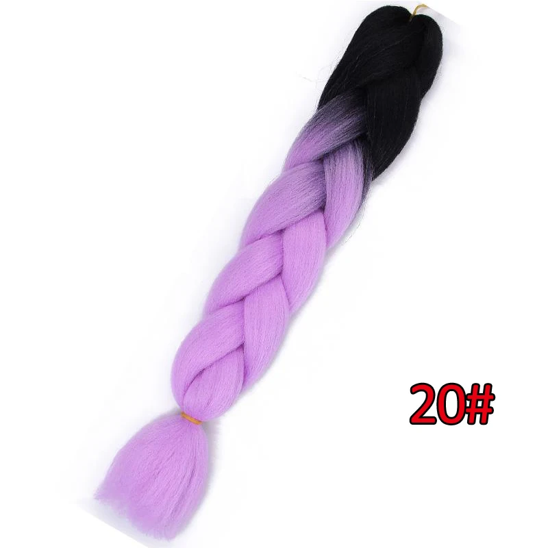 Энергичные цветные огромные косички длинные 24 дюйма Омбре крючком косички синтетические волосы для женщин для девочек - Цвет: 20