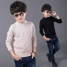 Однотонный свитер для мальчиков-подростков; сезон весна-осень; вязаный детский пуловер с круглым воротником; свитер высокого качества для мальчиков