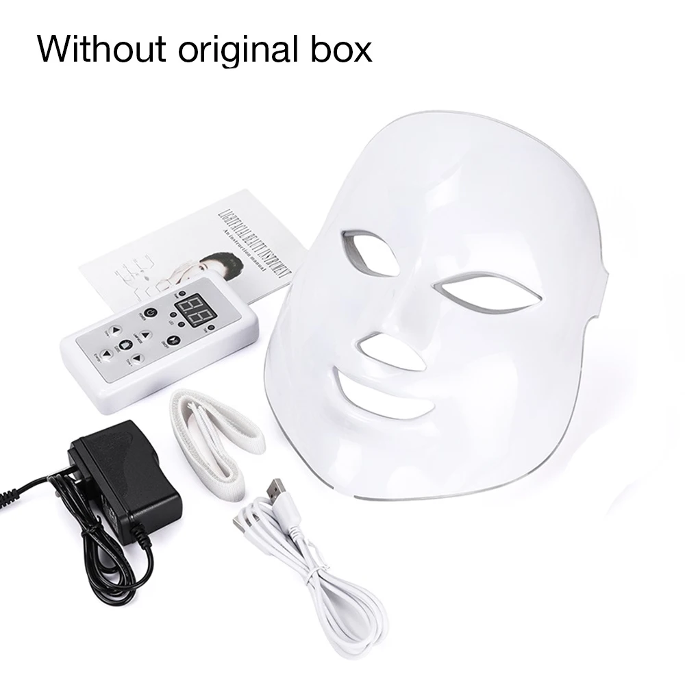 without neck no box VIP ссылка дропшиппинг светодиодная маска для лица 3 стиля на выбор терапии светильник для ухода за кожей 3/7 цветов электрический сварочные маски - Цвет: without neck no box