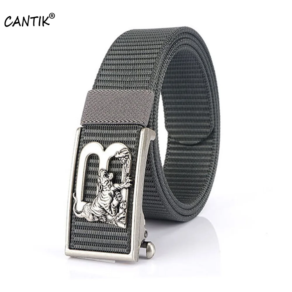 CANTIK уникальный ТИГР &amp B Письмо Автоматическая пряжка холст ремень качество