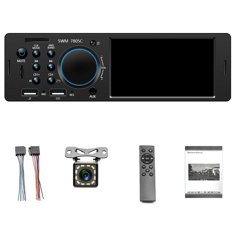 

Car Stereo Single Din Multimedia Radio 4.1 inch Press Screen Bluetooth Audio Hands-Free Calling, USB, SD, AUX Input, FM Radio Re