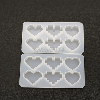 

Crystal Epoxy UV Resin Mold Pixel Love Heart Shape High Mirror DIY Handmade Pendant Silicone Molds Making Tool