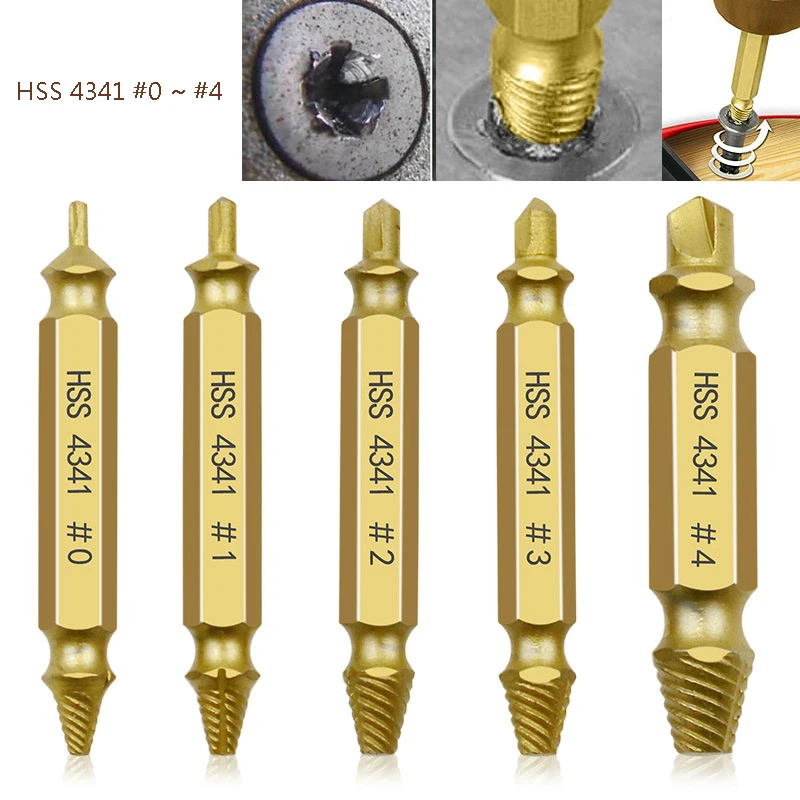 HSS 4341 материал поврежденный Винт экстрактор сверла направляющий набор сломанной скорости легко из болт шпильки полосатый инструмент для удаления винта