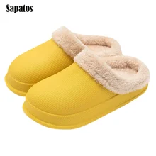 Теплые домашние тапочки унисекс с подкладкой; Водонепроницаемая Обувь Для дома и улицы; модная обувь для отдыха; удобная прочная обувь