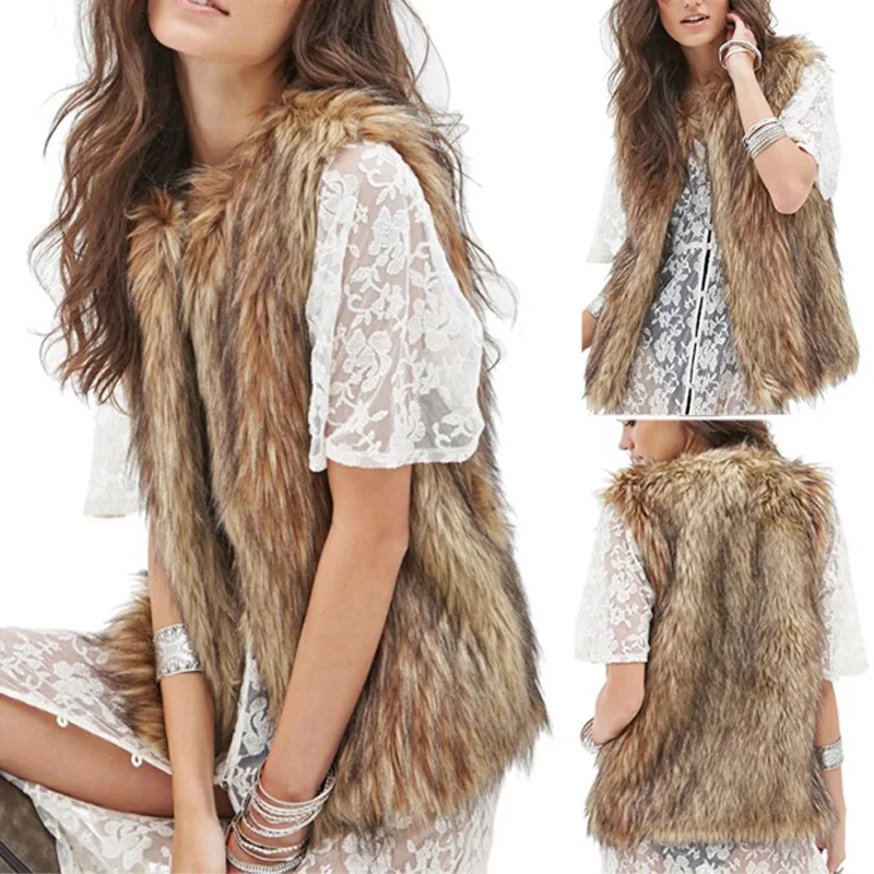 

2020 New Winter Warm Performance Mixed Fur Vest Jacket Good Cover Button Vest Jacket Comfortable Wild Female Braids Fur Faux Fur