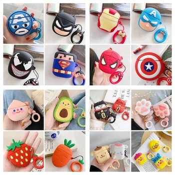 

Cute Cat Avocado Earphone Case For Air Pods 1/2 Cover Wireless Charging Box For Apple AirPods Headphone Protector Cover Stars