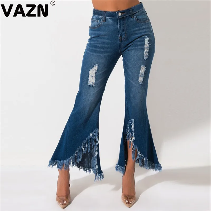 VAZN JLX8918, новинка, джинсы, элегантные, для зрелых лет, сексуальные, модные, высокие, формальные комбинезоны, высокая талия, женские, длинные, тонкие, сапоги, Обрезанные штаны