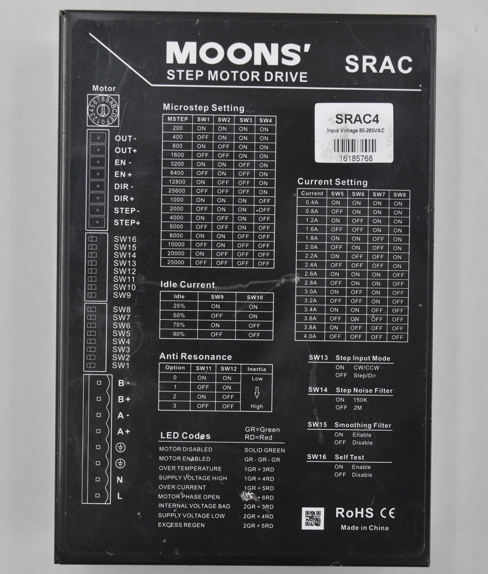

SRAC4 MOONS â€™Mingzhi original disassemble two-phase AC stepper motor driver