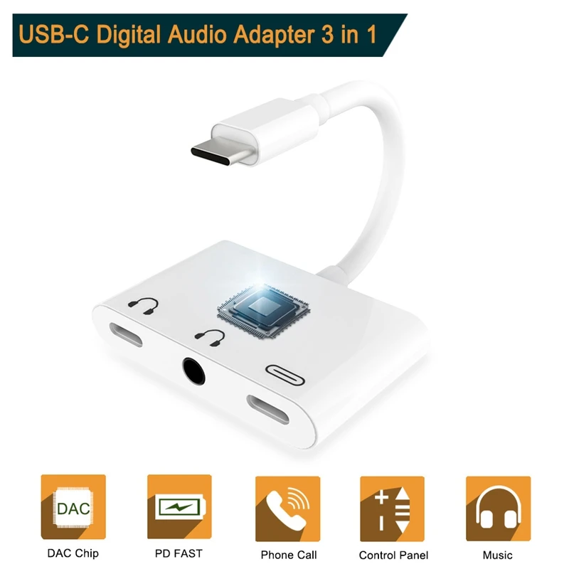 3 in 1 Fast Charge Headset Adapter Type C Usb C 3 5Mm Digital o Cable Converter For Ipad Pro Google Htc Huawei Essential