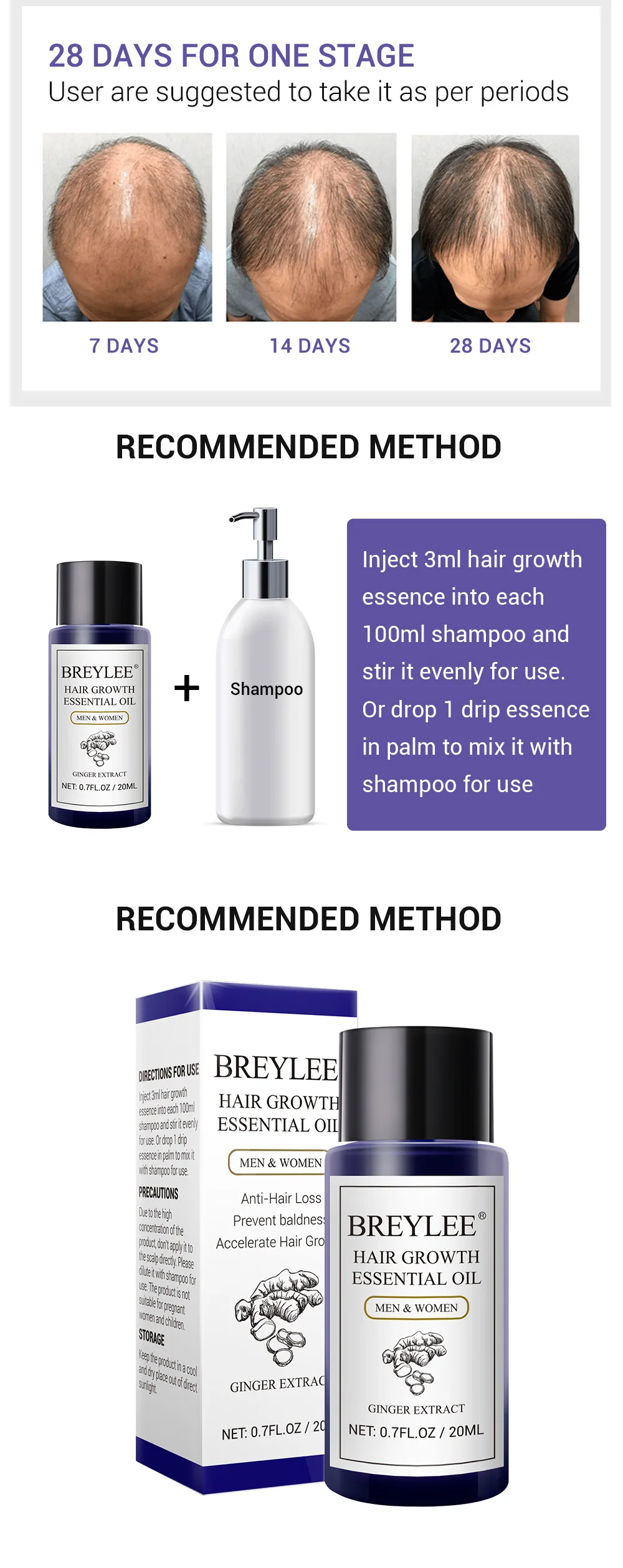 BREYLEE спрей против выпадения волос для роста эфирное масло жидкость для мужчин и женщин для восстановления сухих волос, продукты для выпадения волос