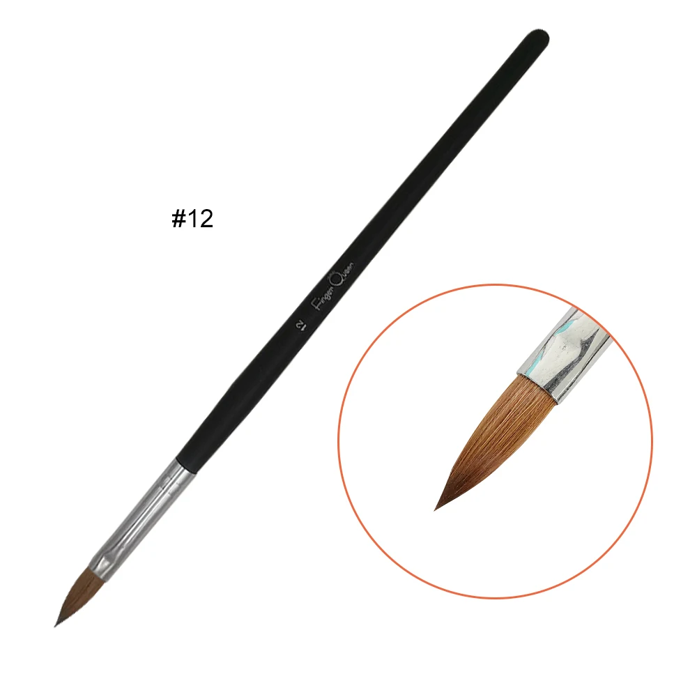 1pcs Kolinsky Manicure Brushes Black Crystal Nail Pencil for Nail Decoration Painting Carving Gel Nail Brush - Цвет: size12