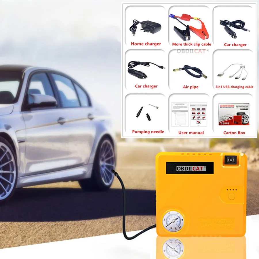 Pormotion TM16B автомобильный стартер портативная Зажигалка Power Bank мини воздушный насос