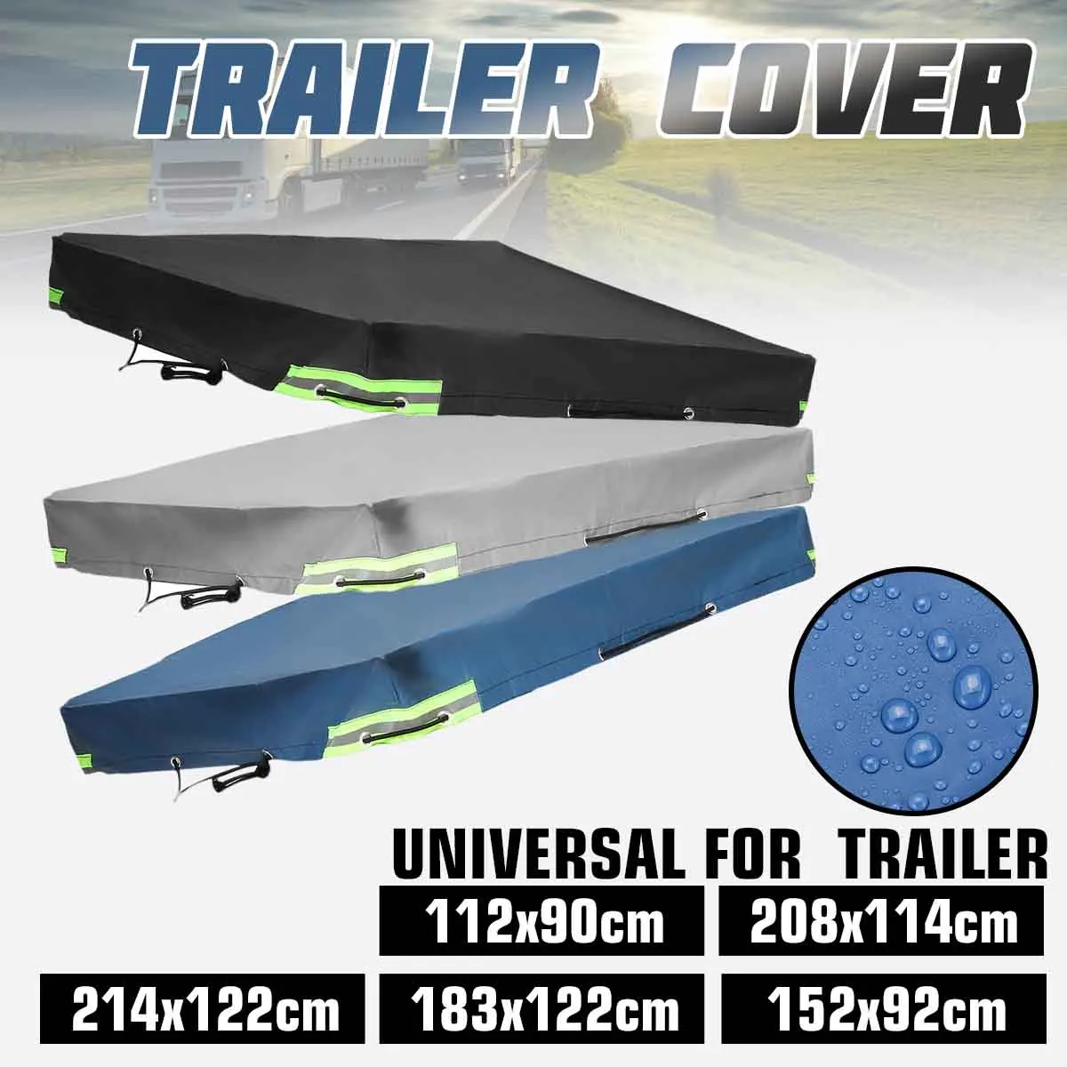 Universal Anhänger Auto Abdeckung Faltbare Wasserdichte Anti UV Sonnencreme Schnee Abdeckung mit Reflektierende Streifen Für 500kg 700kg Anhänger